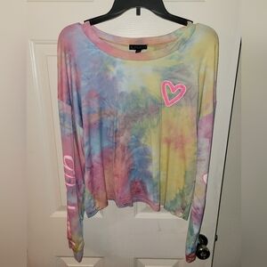 Large women's long sleeve tie dye shirt